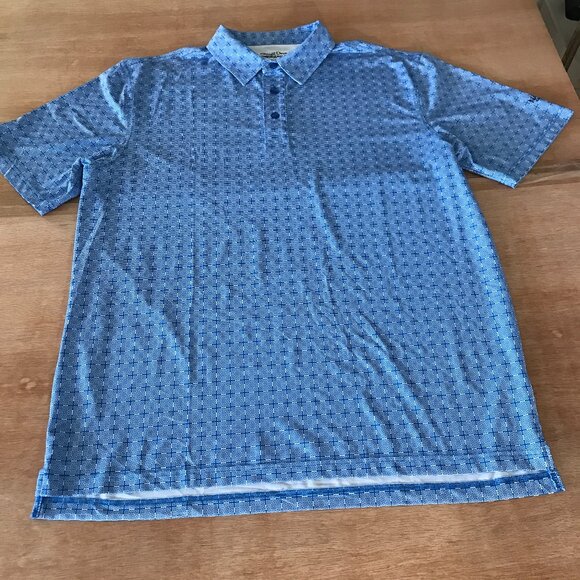 Straight Down Performance Polo Shirt Men XL Blue Geometric Logo Short Sleeve - Picture 1 of 12